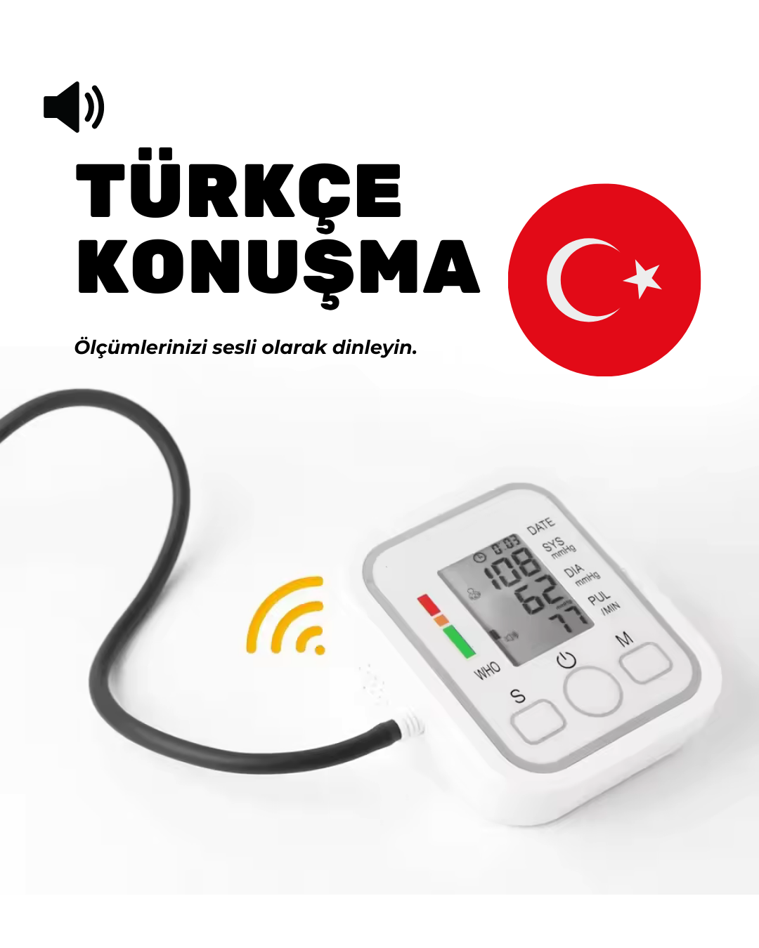 Türkçe Konuşan Koldan Tansiyon Aleti - HD Ekran, Hassas Ölçüm ve Çift Kullanım Özelliği⭐️⭐️⭐️⭐️⭐️