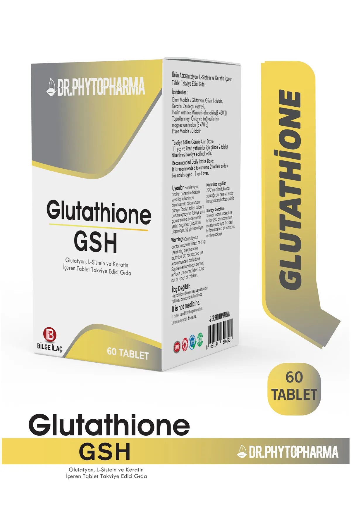 Dr Phytopharma Glutatyon, Glisin, L-Sistein, Keratin ve Biotin İçeren Tablet Takviye Edici Gıda 60 Tablet 1000mg