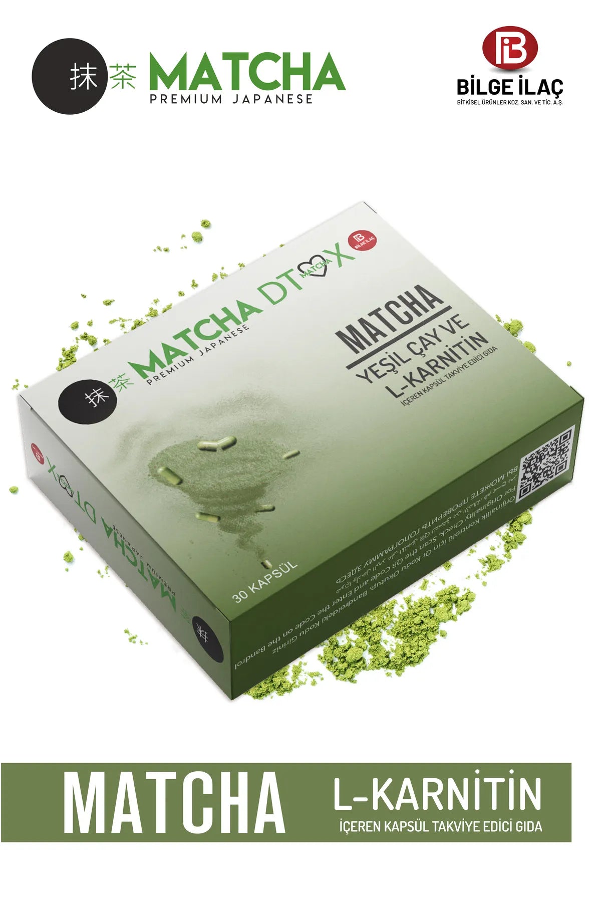 Matcha Yeşil Çay ve L-Karnitin İçeren Kapsül