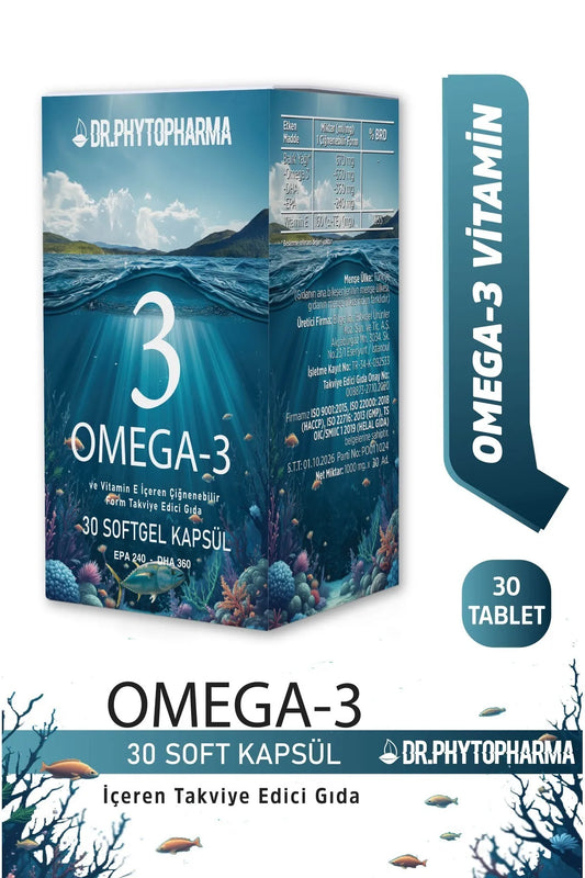 Dr Phytopharma Omega-3 Epa Dha ve Vitamin E İçeren 30 adet Çiğnenebilir Soft Jel Kapsül Form 1000 mg