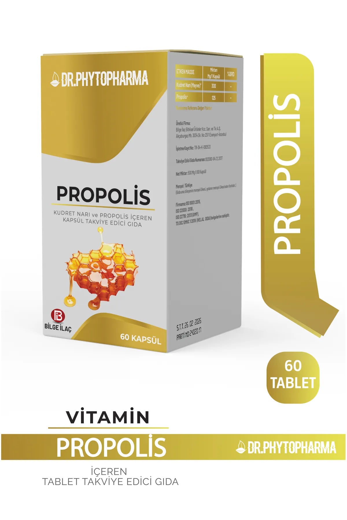 Dr Phytopharma Propolis Ve Kudret Narı İçeren Kapsül Takviye Edici Gıda 530mg 60 Kapsül