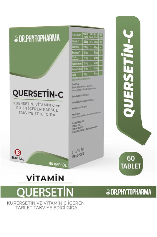 Dr Phytopharma Quercetin, Vitamin C, Bromelain ve Rutin içeren 60 Kapsül Takviye Edici Gıda