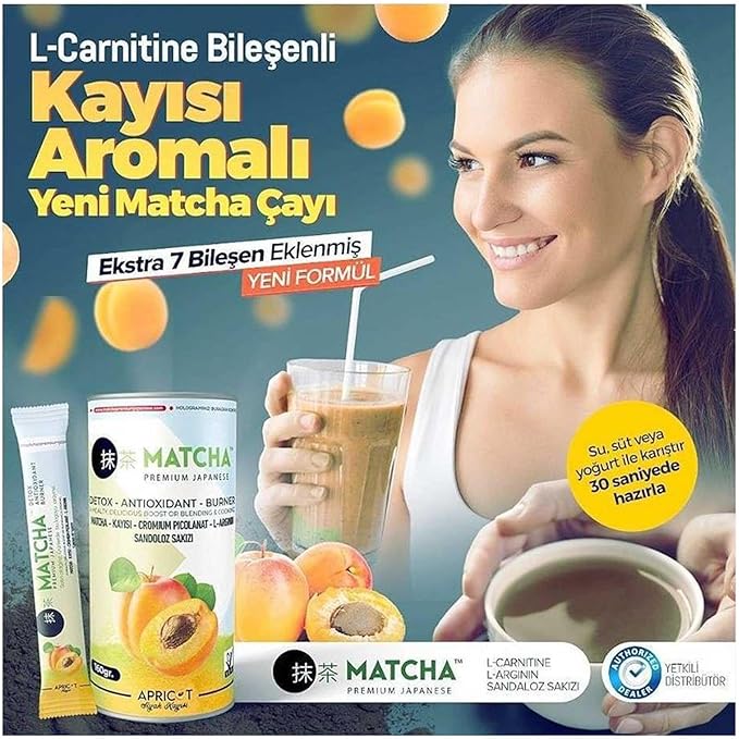 Matcha Premium Japenese Kayısı Aromalı L-Carnitine Matcha Çayı