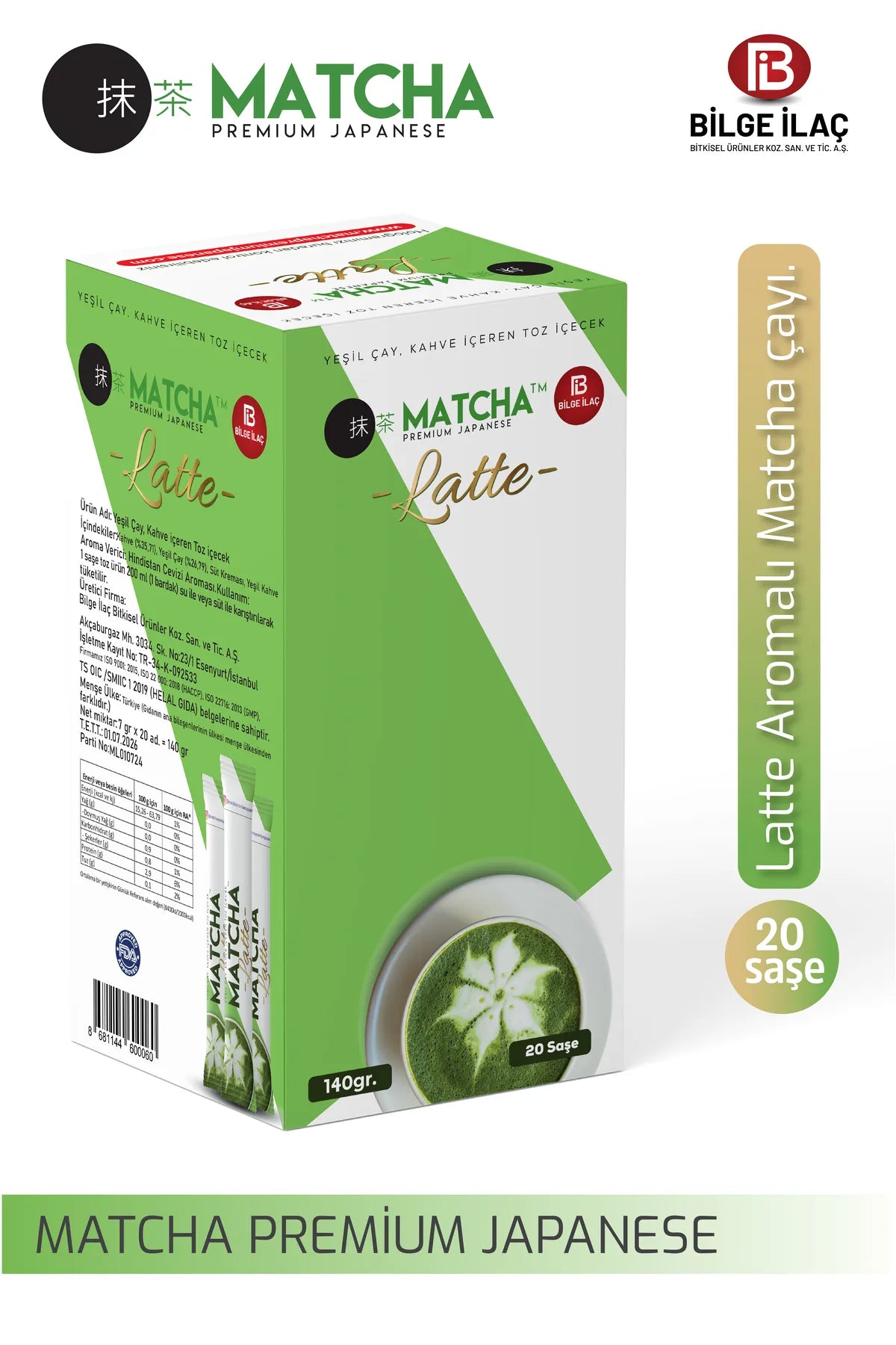 Bilge İlaç Matcha Premium Japanese Matcha Latte