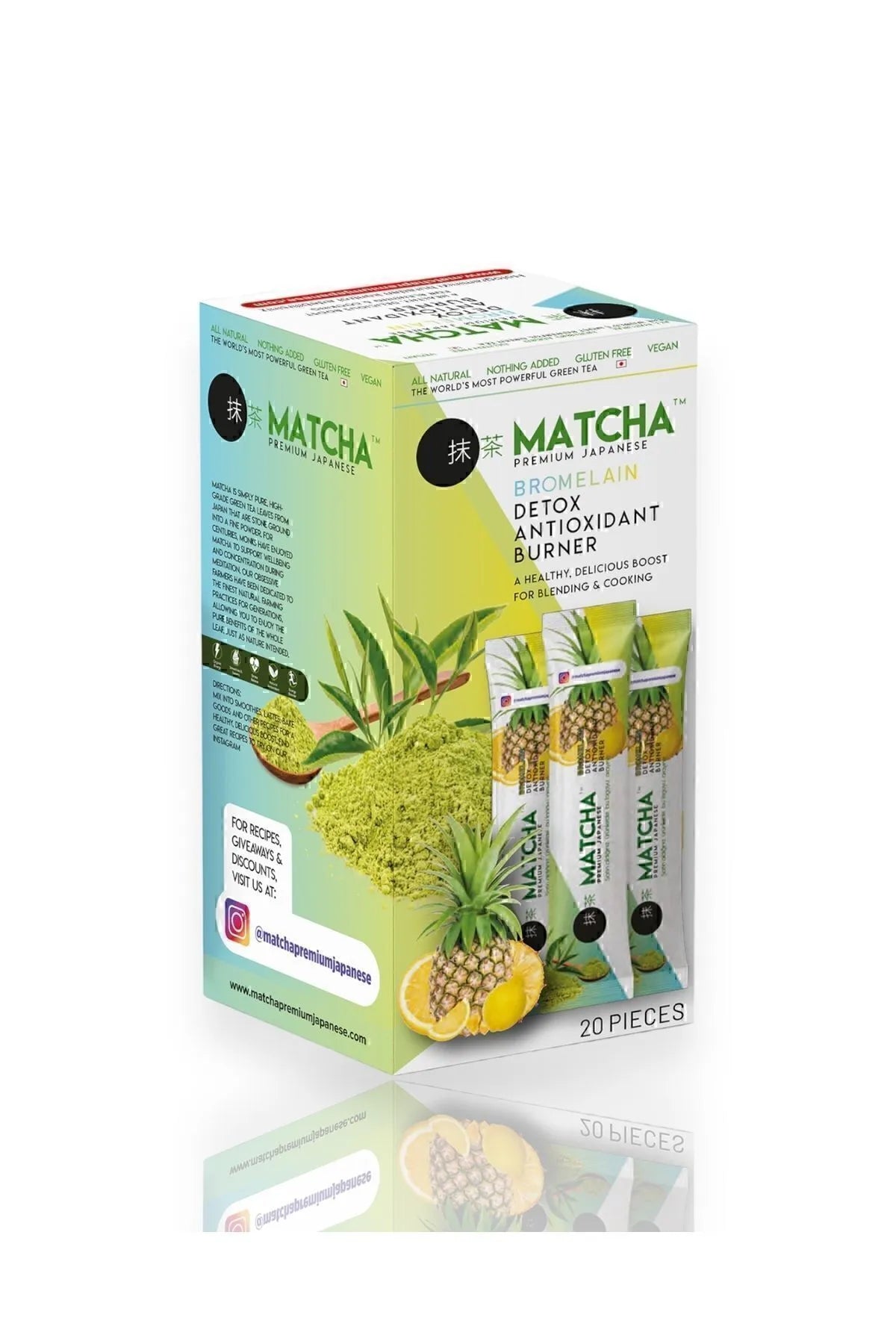 Matcha Premium Japanese Bromelain içeren 20 adet Bitki Çayı